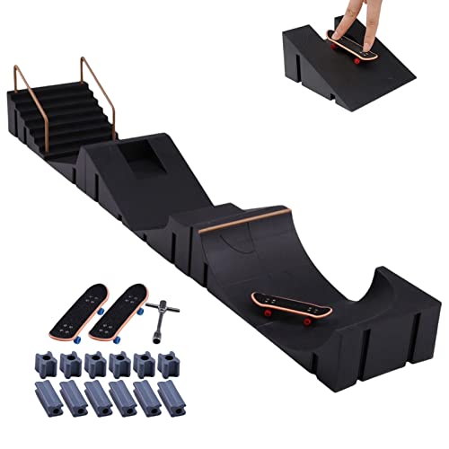 Gupcaqosjw Griffbrettrampen - Robuster 6-in-1-Griffbrettpark - Fingerspielzeug-Set inkl. 6 Skateboard-Rampen 3 Finger-Skateboards zum Geburtstag, Kindertag von Gupcaqosjw