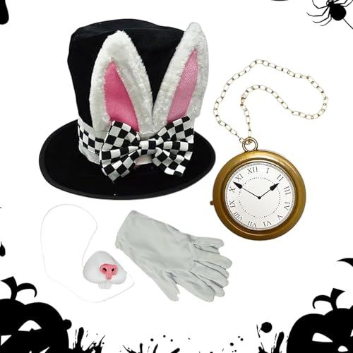 Gupcaqosjw Hasenkostüm Zubehör Set - Plüschohren Kopfschmuck Puschelhut Karottenuhr Nasenapplikation Handschuhe - 4-teiliges Zubehör für Mottopartys Rollenspiel Veranstaltungen Gupcaqosjw Hasenkostüm Zubehör Set - Plüschohren Kopfschmuck Puschelhut Karottenuhr Nasenapplikation Handschuhe - 4-teiliges Zubehör für Mottopartys Rollenspiel Veranstaltungen von Gupcaqosjw