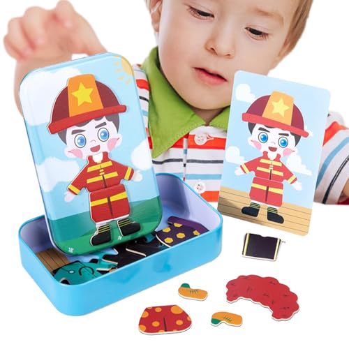 Gupcaqosjw Magnetpuzzle, Magnetpuzzles für Kinder - Charakter-Ankleide-Ausdruckswechsel-Puzzle | Kleinkind-Holzspielzeug, magnetische Anziehpuppe, Rollenspielspielzeug für Kinder ab 3 Jahren von Gupcaqosjw