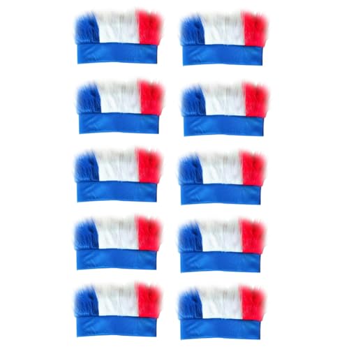 Guriayus 10 Stück Blau-Weiß-Rote Kopfbedeckungen, Universelle Spiel-Requisiten für Fußballspiele, Festivalveranstaltungen, Spiele 2024 von Guriayus