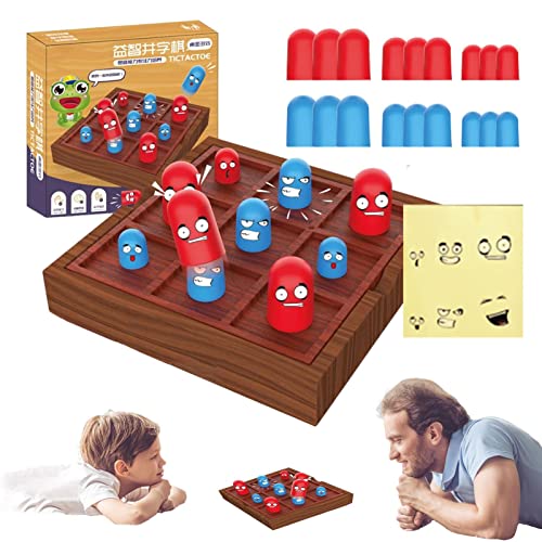 Gusengo Hölzernes Tic Tac Toe Spiel - Hölzernes Solitaire Brettspiel - Lernbrettspiel Spielzeug | Heimdekoration | Spielspielzeug | Pädagogisches Eltern-Kind-interaktives Familienspiel von Gusengo