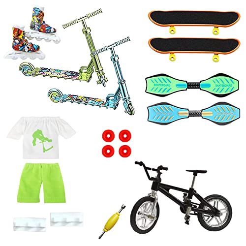 Mini Finger Scooter Set - Mini-Fingerspielzeug Skateboard Spielzeug Mit Schuhen Und Hosen, Finger-Skateboards, Fingerfahrräder, Training Requisiten Fingerspitzen Bewegung Spielzeug Spiele Für Kinder von Gusengo