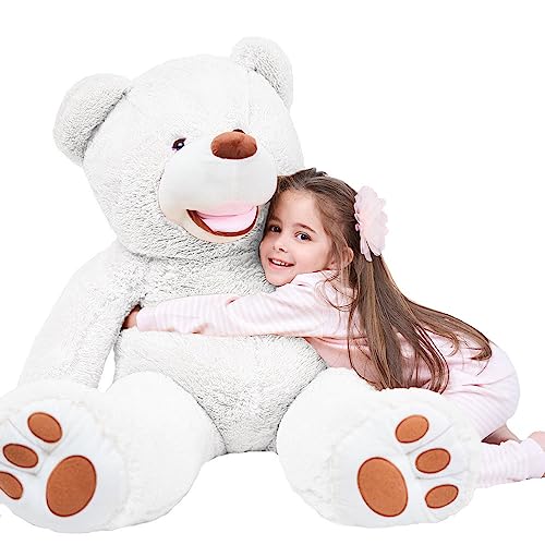 Gustaw Teddybär Groß XXL Amigo - Plüschbär, Kuschelbär XXL Plüschtier, Spielgefährte und Deko in einem - Stofftier, Plüschtier Kuscheltier Giant Teddy Bear (Weiss, 90cm) von Gustaw