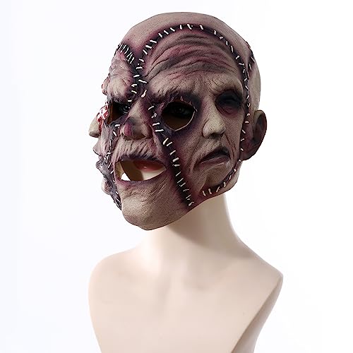 Gutecomuik Halloween-Horror-Maske mit 3 Gesichtern - Superweiche, Gruselige Halloween-Maske, The Evil Demon Cosplay, Trick or Treat Fancy Maske, Horror Challenge Game Evil Kostüm von Gutecomuik