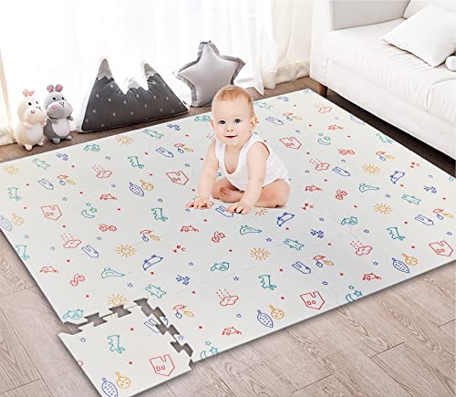 Gutsbox Puzzlematte Baby Spielmatte Puzzlematte 24 Teile Kinder Puzzlematte XPE Baby Doppelseit Puzzleteppich, Ungiftig, Geruchlose, BPA frei, Je Matte 30x30x1cm, Volle Größe 180x120x1cm von Gutsbox