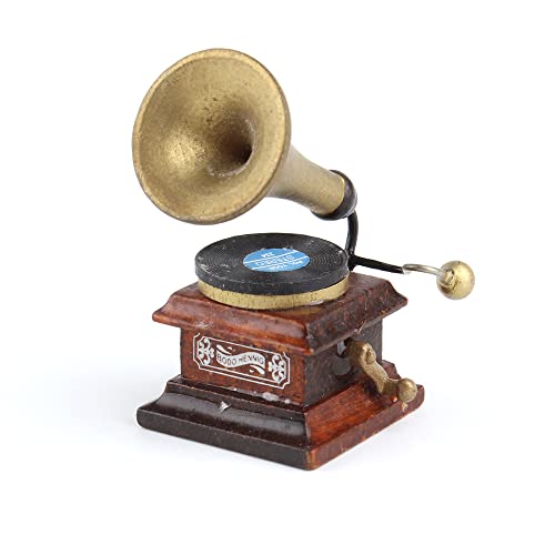 Gutshof miniaturen Mini Grammophon 1:12 Puppenhaus Deko Plattenspieler Musikzimmer Deko Musik von Gutshof miniaturen