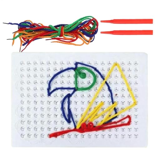 Guvbkfaw Fadenbrett Für Kinder Thread Board For Kid Colorful Threading Sensory Board Interactive Lacing Toy Buntes Fädelspielzeug, Calm Down Threading Boards, Fädelbrett Für Kinder Mit Nadel Und Fäden von Guvbkfaw