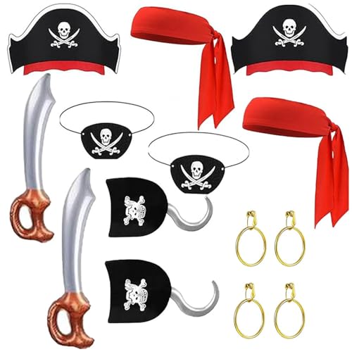 Guvbkfaw Halloween-Piratenkostüm für Kinder, Piratenkostüm-Set für Mädchen - Kinder Rollenspielkostüm Halloween Piraten Cosplay - Saisonale Mode-Mütze für und Mädchen, Augenmaske für Karneval, von Guvbkfaw