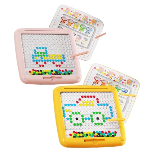 Guvbkfaw Kinderspielzeug Magnetisches Zeichenbrett, Magnetisches Zeichenbrett für Kinder, Lern-Doodle-Brett mit Magnetperlen, Magnetic Dot Art Vorschulspielzeug, großes Feinmotorikspielzeug für Kinder von Guvbkfaw