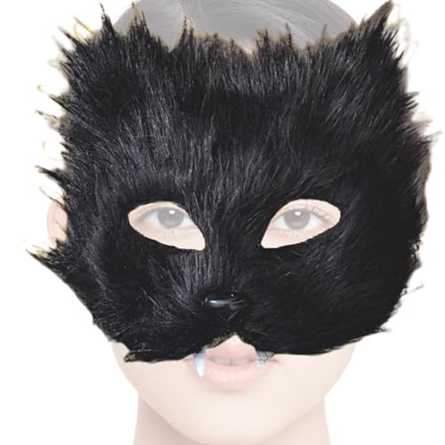 Guvbkfaw Pelzkostüme für Kinder,Wolfsmaske, Halloween-Katze-Pelzkostüm-Maskenset, Faux Wolf Halbgesichtsbedeckung, pelziges Pfoten- und Schwanzset, pelziges Kostümset für von Guvbkfaw