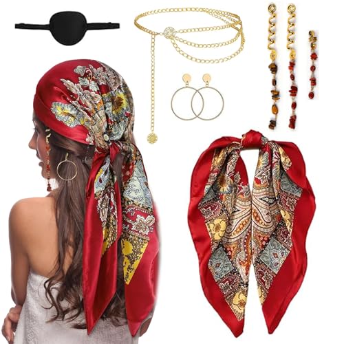Guyode 7 Stück Piratenkostüm Accessories Damen Piratenkostüm Damen Zubehör Enthalten Stirnband Ohrringe Augenmaske Taillenkette Haarschmuck Piraten Zubehör für Karneval Halloween Cosplay-Party Guyode 7 Stück Piratenkostüm Accessories Damen Piratenkostüm Damen Zubehör Enthalten Stirnband Ohrringe Augenmaske Taillenkette Haarschmuck Piraten Zubehör für Karneval Halloween Cosplay-Party von Guyode
