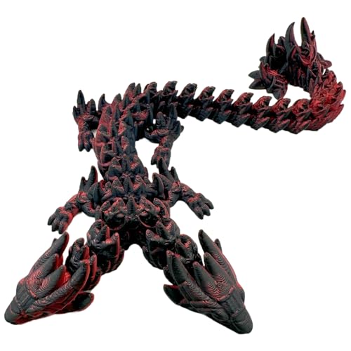 Bedruckter Drache, Doppelkopf-Kristalldrache, gedrucktes Zappelspielzeug, bewegliches Drachenspielzeug, flexibles Drachenmodell, bewegliche Gelenke Drache, Executive Desk Toys, Fidget Dragon für Büro, von Gvblkq