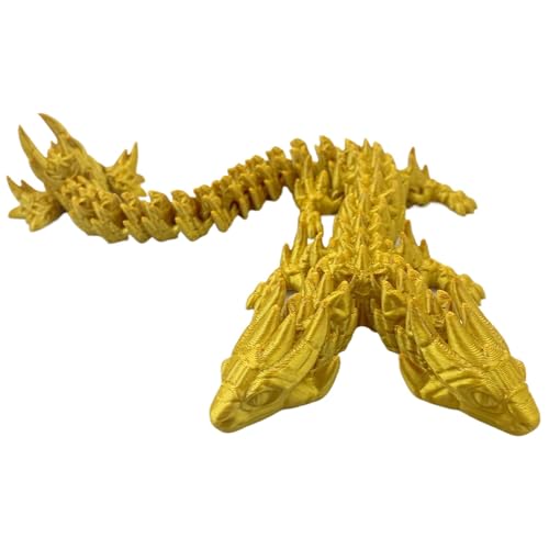 Bedruckter Drache, Doppelkopf-Kristalldrache, gedrucktes Zappelspielzeug, bewegliches Drachenspielzeug, flexibles Drachenmodell, bewegliche Gelenke Drache, Executive Desk Toys, Fidget Dragon für Büro, von Gvblkq