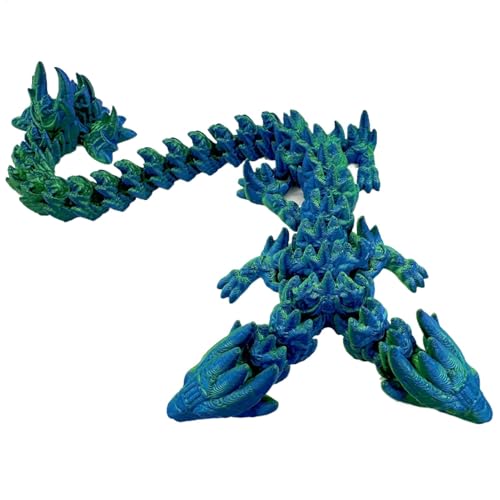 Bedruckter Drache, Doppelkopf-Kristalldrache, gedrucktes Zappelspielzeug, bewegliches Drachenspielzeug, flexibles Drachenmodell, bewegliche Gelenke Drache, Executive Desk Toys, Fidget Dragon für Büro, von Gvblkq