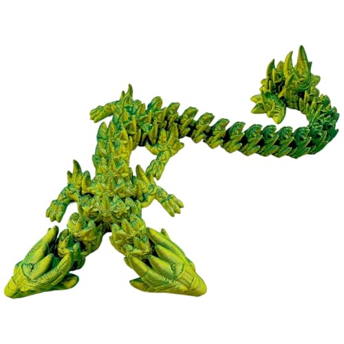 Bedruckter Drache, Doppelkopf-Kristalldrache, gedrucktes Zappelspielzeug, bewegliches Drachenspielzeug, flexibles Drachenmodell, bewegliche Gelenke Drache, Executive Desk Toys, Fidget Dragon für Büro, von Gvblkq