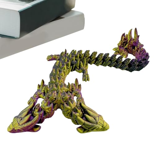 Bedruckter Drache, Doppelkopf-Kristalldrache, gedrucktes Zappelspielzeug, bewegliches Drachenspielzeug, flexibles Drachenmodell, bewegliche Gelenke Drache, Executive Desk Toys, Fidget Dragon für Büro, von Gvblkq