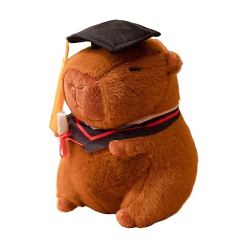 Capybara Plush Toys, Black Graduation Cap Capybara Doll, Soft Animal Sleeping Hugging Pillow for Tablet, Sofa, Bedroom, Living Room, Comfortable Support 23cm/9.06 inches von Gvblkq