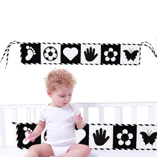 Crib Books for Babies, Sensory Soft Toy Book, High Contrast and Fine Motor Skills, Cloth Chewable Books, Ideal for Boys, Girls 0-12 Months, 33.46x5.91 inches von Gvblkq