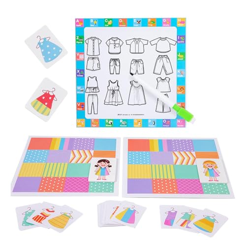 Fashion and Makeup Game, Kids Fashion Dress-up Game, Makeup Matching Toy Set, Makeup Playset On Paper Dress Up Activity, Makeup and Dress-up Board Game for Girls, 24x2.5x23cm/9.45x0.98x9.06 Inch von Gvblkq