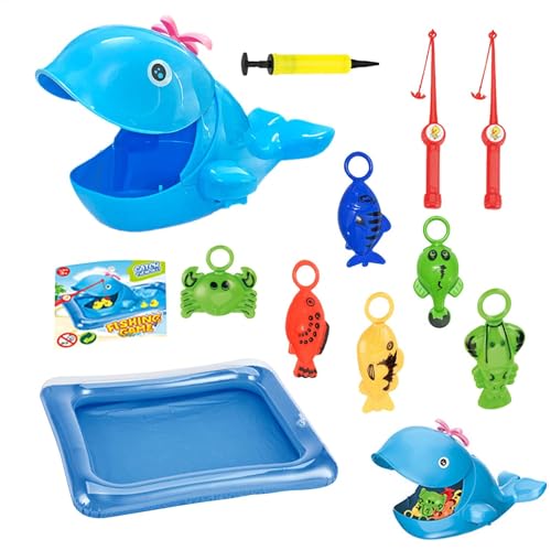 Fishing Toy, Pool Game for Kids with Hand Pump, Water Playset, Summer Bath Fun with Rod, Net, Floating Fish, Interactive Game for Boys and Girls, Ages 3-5, (Rubber + ABS) von Gvblkq