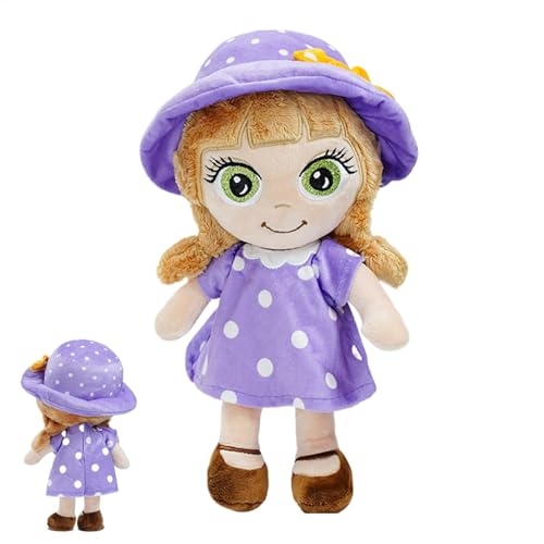 Girl Plush Doll, Soft Cuddly Toy, Plushie Doll with Hat, Dotted Dress Rag Doll, Cute Cartoon Sleeping Companion, Plush Doll for Girls, Plushie Toy for Girls Aged 3-12, Soft Plush Rag Doll, Girls von Gvblkq