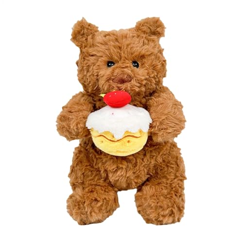 Gvblkq Bear Plush Toy, Cute Soft Stuffed Animal, Hold Cake Plush Toy, Plushie Stuffed Doll, Brown Bear Plush Toy, Animal Plush Toy for Baby Shower, Cute Stuffed Bear Doll, Soft Plush Animal Decor von Gvblkq