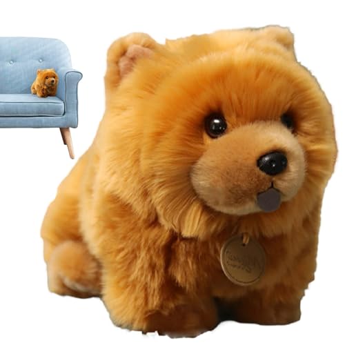 Gvblkq Brown Chow Stuffed Animal Plush Toy, 25cm Chow Plush Dog Doll, Long Lasting Plushiness, Soft and Comfortable Pet Doll for Men, Women, Children, Family, 11.81Length/7.09Heigth von Gvblkq