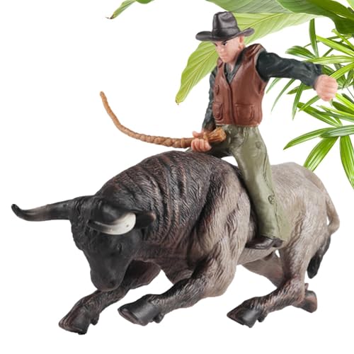 Gvblkq Bullenreiten Figur Spielzeug - Realistische spanische Stierkämpfer-Rinderfiguren, Spielzeug - Rodeoes Cowboy-Rinderfiguren-Modell für Kinder im Alter von 3–5 und 6–12 Jahren, Lernspielzeug, von Gvblkq