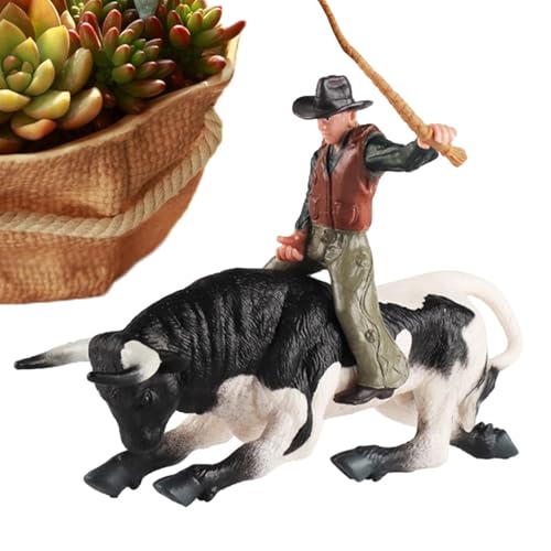 Gvblkq Cowboy-Bullenreitspielzeug, Realistische spanische Stierkämpfer-Rinderfiguren, Spielzeug, Rodeoes Actionfigur zum Sammeln, Lernspielzeug, Kuchendekoration, Geschenk für Kinder und Kleinkinder von Gvblkq