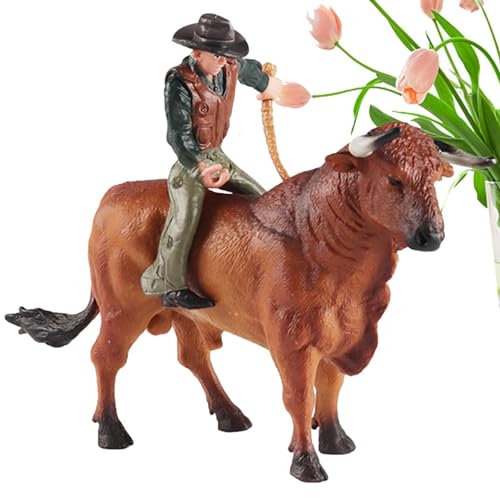 Gvblkq Cowboy-Bullenreitspielzeug - Simulierte spanische Stierkämpfer-Rinderfiguren,Rodeoes Actionfigur zum Sammeln, Lernspielzeug, Kuchendekoration, Geschenk für Kinder und Kleinkinder von Gvblkq