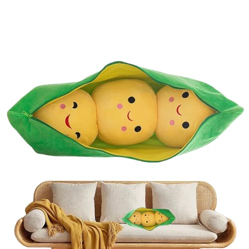 Gvblkq Cute PEA Stuffed Toys, Cute Cartoon Plant Cuddle Snuggle, Soft Comfortable Doll Figure with Face Expression for Kids Hugging, Adorable PEA Pod Design von Gvblkq