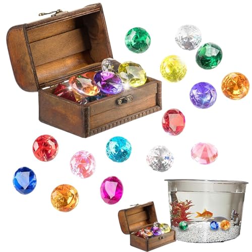 Gvblkq Diving Gems,Pool Treasure Jewel Dive Toy - Diving Gem Pool Toys, Colorful Pool Gems with Treasure Box, Underwater Gems Toys for Kids von Gvblkq