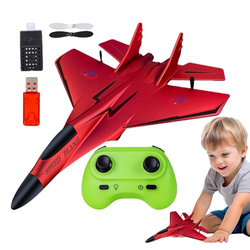 Gvblkq Fighter Model Toy | 2.4GHz RC Fighter Plane Toy | Pull Back Foam Aircraft with Light | Remote Control Airplane Model for Beginners & Kids, Fun Toy for Outdoor Play, Flying Hobby von Gvblkq