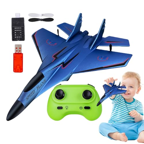 Gvblkq Fighter Model Toy | 2.4GHz RC Fighter Plane Toy | Pull Back Foam Aircraft with Light | Remote Control Airplane Model for Beginners & Kids, Fun Toy for Outdoor Play, Flying Hobby von Gvblkq