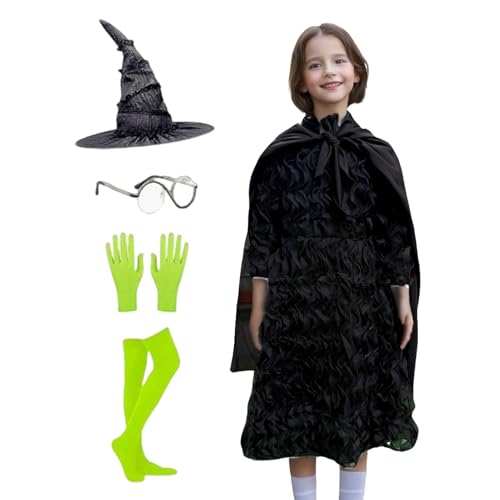 Gvblkq Hexenkostüm Set,Mädchen Hexen Kostüm Schwarzes - Atmungsaktives Kinderkostüm 5-12 Jahre Rollenspiel Verung Party Cosplay Gvblkq Hexenkostüm Set,Mädchen Hexen Kostüm Schwarzes - Atmungsaktives Kinderkostüm 5-12 Jahre Rollenspiel Verung Party Cosplay von Gvblkq
