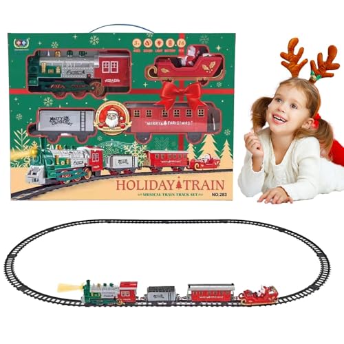 Gvblkq Kindereisenbahn-Set, Modelleisenbahn-Spielzeug für - Lokomotive Schienenzug Modellspielzeug mit Licht,Weihnachtspädagogisches Spielzeug für spannende Spielzeit für Kinder im Alter von 3, 4, 5, von Gvblkq