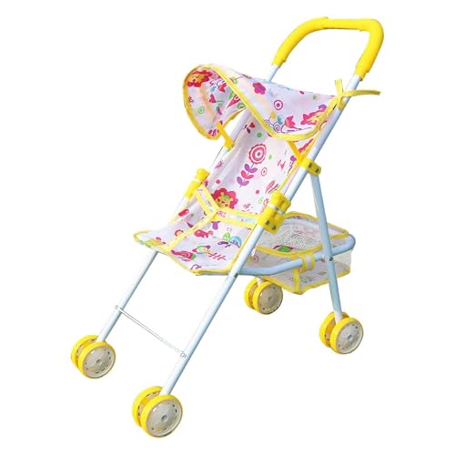 Gvblkq Kinderwagen für Puppen | Faltbarer Kinderwagen mit unterem Korb,Kleid Mädchen Kinderwagen, Alter 3+ Kinder Geschenk Spielzeug Mädchen Puppe Zubehör, Mädchen Spielzeug von Gvblkq