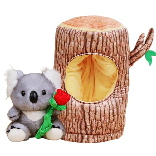 Gvblkq Koala Stuffed Animal, Throw Pillow with Rose, Tree Stump Plush Toy, 11 Inch Koala Toy, Cute Plushies Decoration, Koala Plush Pillow, Boys and Girls Koala Toy von Gvblkq