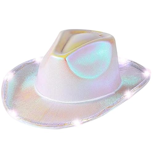 Gvblkq LED Cowboy Hat, Glowing Cowboy Hat, Flashing Cowboy Hat, Light Up Halloween Hat, Colorful Cowboy Hat, Large Brim Cowboy Hat, Halloween Cowboy Hat, LED Flashing Hat, von Gvblkq