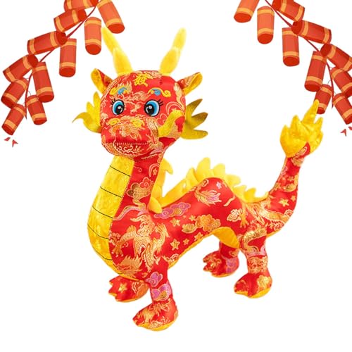 Gvblkq Mondneujahrs-Drachen-Plüsch, Chinesischer Drache-Plüschpuppe,Chinesisches Neujahrs-Drachenpuppe | Heimdekoration mit PP-Baumwollfüllung für Wohnzimmer, Spielzimmer, Auto, Couch und Schlafzimmer von Gvblkq