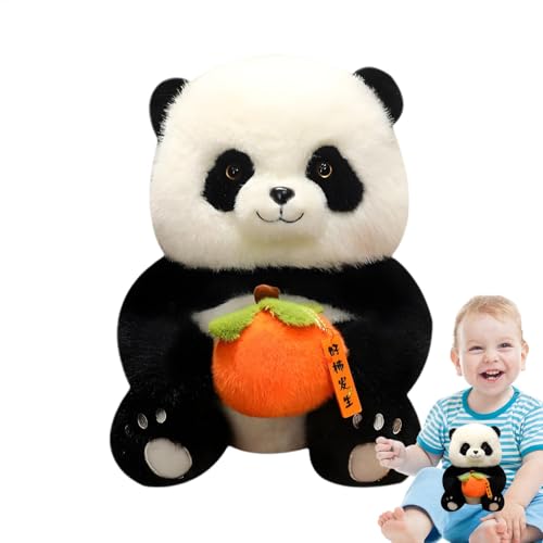 Gvblkq Panda Plush Doll, Panda Toy Holding Persimmon, Cute Panda Plushie, Cuddly Animal Plush Toy, Zoo Nursery Plush Toy, Panda Soft Plush, Panda Plush for Kids, Good Luck Panda Toy, Plush P von Gvblkq