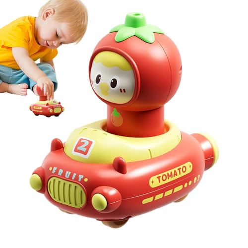 Gvblkq Press and Go Car Toys, Cartoon Fruit-Themed Racing Car Toys, Cognitive Play Vehicle Set, Interactive Educational Game, 360-Degree Rotating Head, Easter Basket Stuffer for Kids von Gvblkq