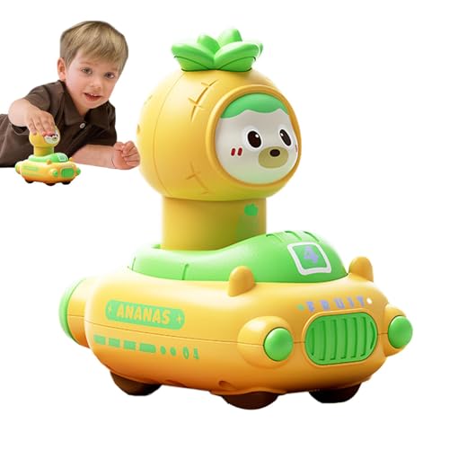 Gvblkq Press and Go Car Toys, Cartoon Fruit-Themed Racing Car Toys, Cognitive Play Vehicle Set, Interactive Educational Game, 360-Degree Rotating Head, Easter Basket Stuffer for Kids von Gvblkq