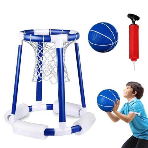 Gvblkq Spiel, Wasserbasketball-Sportspielzeug, Schwimmbad-Basketball-Set, Basketballkorb für Kinder und Erwachsene mit 2 Poolbällen und Pumpe, schwimmende aufblasbare Basketballspiele für Schwimmbad von Gvblkq