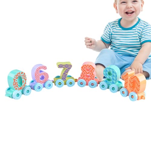 Gvblkq Zugset Spielzeug,Zahlenzugset - Bausteine ​​Zahlenset - Lern-Mathe-Spiel, Feinmotorik-Bauset für Kinder im Alter von 1–3 Jahren, unterhaltsamer Spieleabend für die ganze Familie von Gvblkq