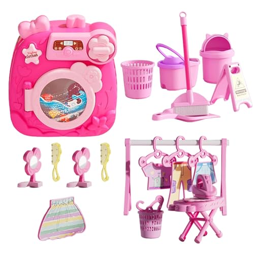 Laundry Set for Kids, Portable Washing Machine Toy, Educational Doll House Furniture, Fun Learning Washer Toy Set, Ideal for Girls, Birthday Gift, 8.58x4.33x8.94 inches von Gvblkq