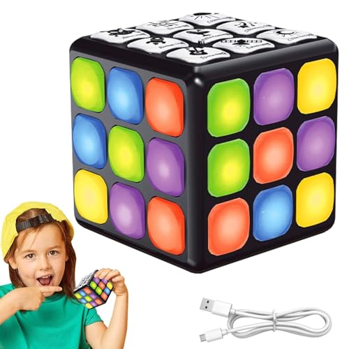 Rechargeable Game Handheld Cube, Brain Teaser Electronic Toy Puzzle, Interactive Educational Gadget with Music and Lights, Fun Memory Training Game for Kids, Cool Handheld Plaything von Gvblkq