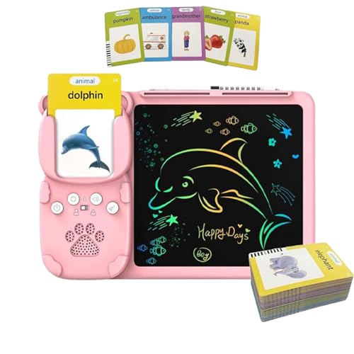 Talking Flashcards for Kids, Audible Flash Card Learning Machine, Pocket Speech Cards with Sound, Educational Drawing Tablet for Kids, 2-In-1 Learning and Drawing Device, von Gvblkq