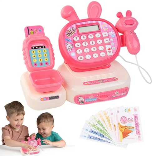 Toy Cash Register for Kids, Supermarket Pretend Set, Interactive Scanner with Cash and Calculator, Fun Learning Toy with Money, Engaging Lights and Sound Effects von Gvblkq