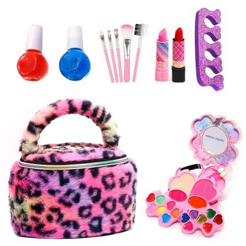 Washable Make Up for Little Girls, 22X Pretend Toys for Girls, Real Cosmetic Kits Washable, Dress Up Kit, Nail Accessory Set, Real Makeup Set, 3-12 Year Old Kids, Educational Pretend Makeup Toy, von Gvblkq